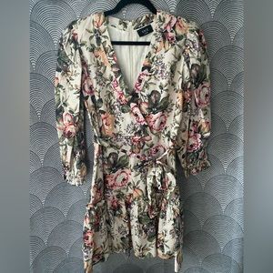 Vici Peachy/Pink Rose Floral Puff Sleeve Dress